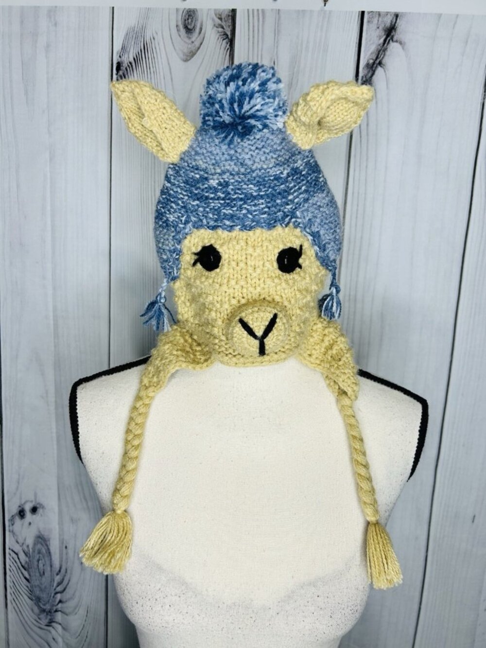Andes Gifts Alpaca Llama Head Hat Adult Tan Peru